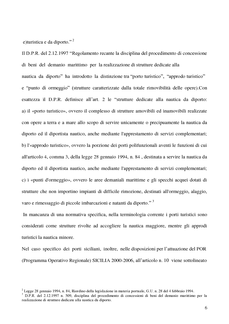 Anteprima della tesi: Due realtà del turismo nautico siciliano a confronto: il ''Porto dell'Etna'' e il ''Marina di Portorosa'', Pagina 3