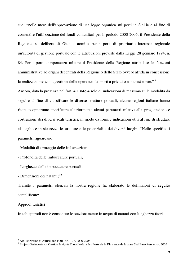 Anteprima della tesi: Due realtà del turismo nautico siciliano a confronto: il ''Porto dell'Etna'' e il ''Marina di Portorosa'', Pagina 4