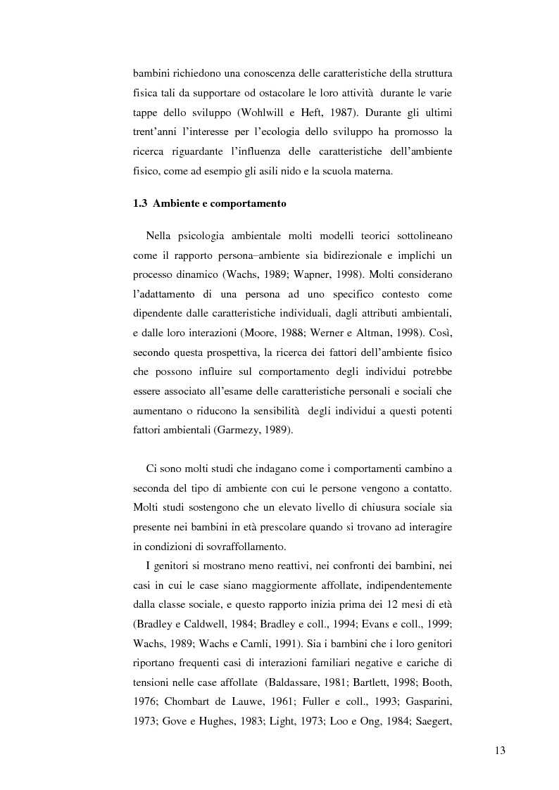 Anteprima della tesi: Il ruolo dell'ambiente fisico nel comportamento del bambino al nido, Pagina 6