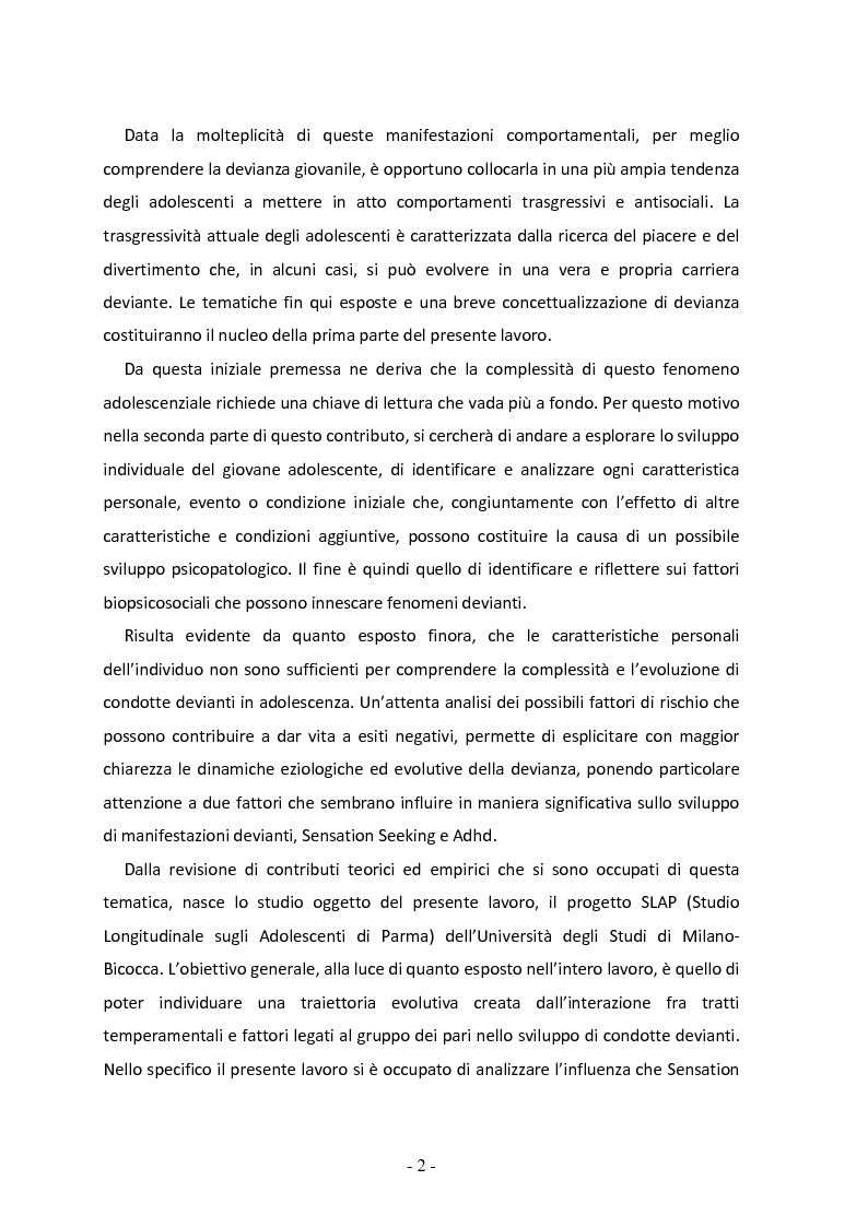 Anteprima della tesi: Il ruolo del gruppo dei pari come moderatore della devianza in adolescenza. Uno studio italiano all'interno del progetto SLAP, Pagina 3