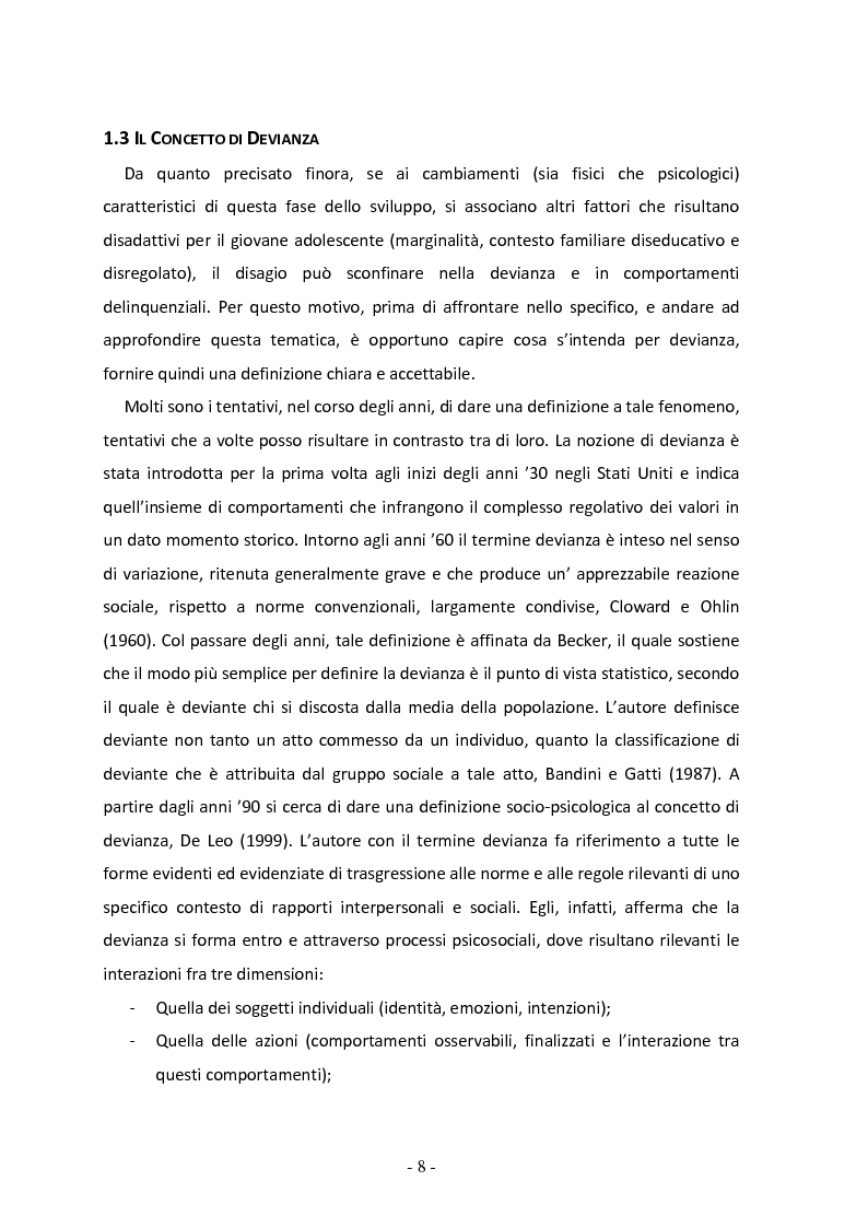 Anteprima della tesi: Il ruolo del gruppo dei pari come moderatore della devianza in adolescenza. Uno studio italiano all'interno del progetto SLAP, Pagina 9