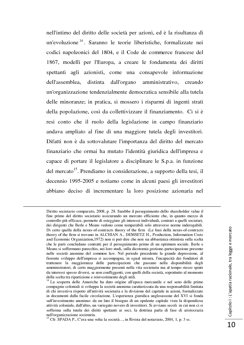 Anteprima della tesi: La Direttiva 2007/36/CE: un provvedimento contro l'apatia razionale dei mercati europei. Attuazione in Italia e in Francia., Pagina 11