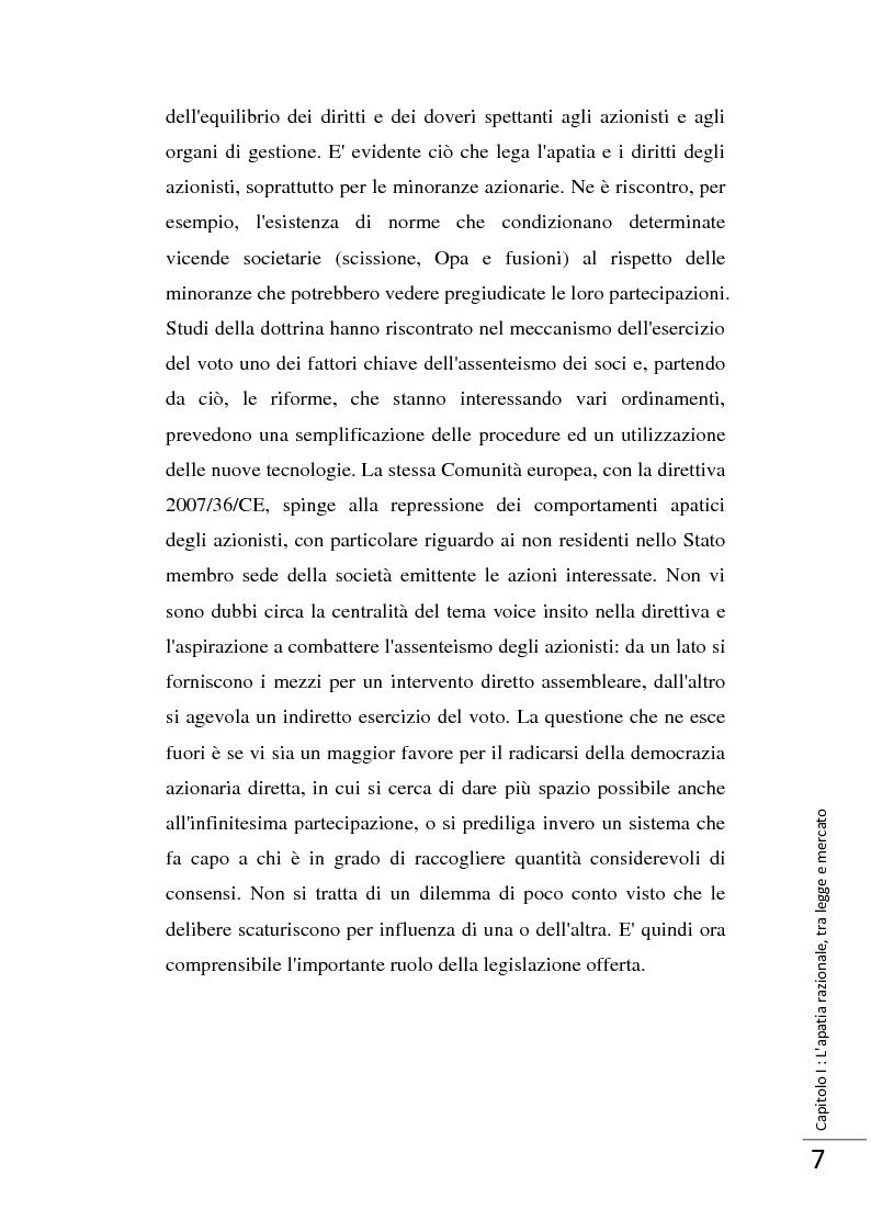 Anteprima della tesi: La Direttiva 2007/36/CE: un provvedimento contro l'apatia razionale dei mercati europei. Attuazione in Italia e in Francia., Pagina 8