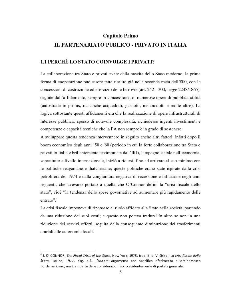 Anteprima della tesi: Il project financing come strumento di sviluppo del partenariato pubblico privato, Pagina 5
