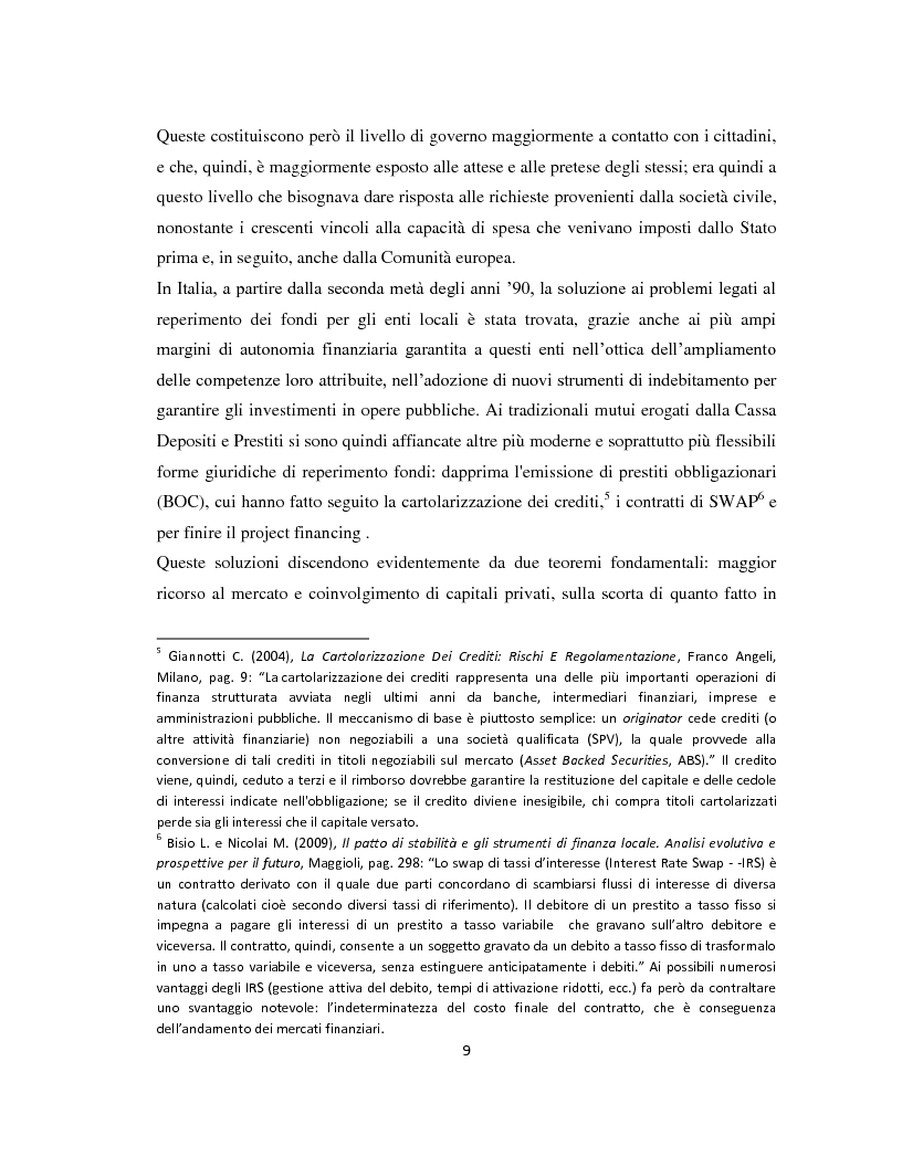 Anteprima della tesi: Il project financing come strumento di sviluppo del partenariato pubblico privato, Pagina 6