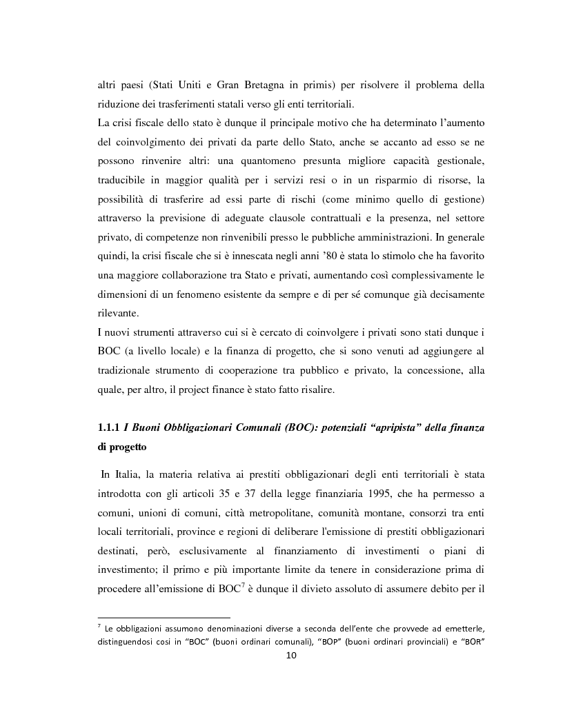 Anteprima della tesi: Il project financing come strumento di sviluppo del partenariato pubblico privato, Pagina 7