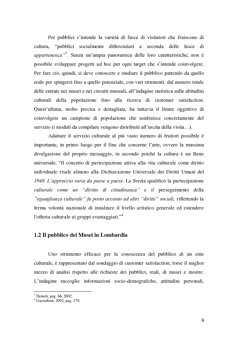 Anteprima della tesi: Il Pubblico del Castello dei Pico. Indagine sui Visitatori del Centro Espositivo della Mirandola, Pagina 5