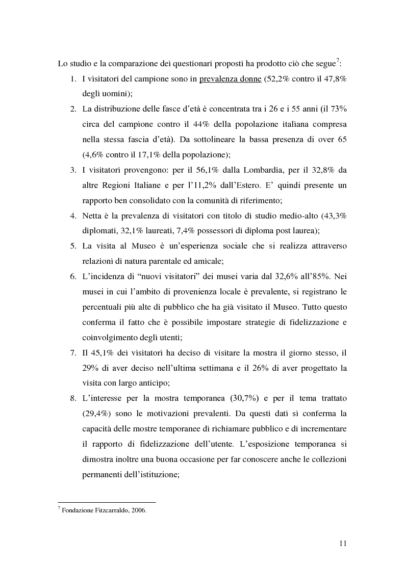 Anteprima della tesi: Il Pubblico del Castello dei Pico. Indagine sui Visitatori del Centro Espositivo della Mirandola, Pagina 8