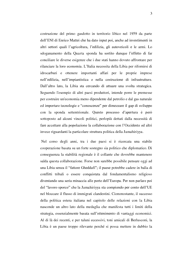 Anteprima della tesi: Le relazioni economiche tra Italia e Libia dopo il Trattato di Bengasi (2008)., Pagina 3