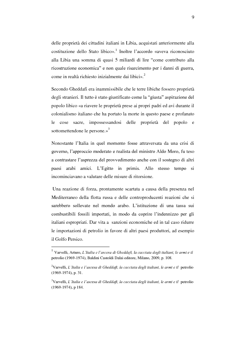 Anteprima della tesi: Le relazioni economiche tra Italia e Libia dopo il Trattato di Bengasi (2008)., Pagina 9