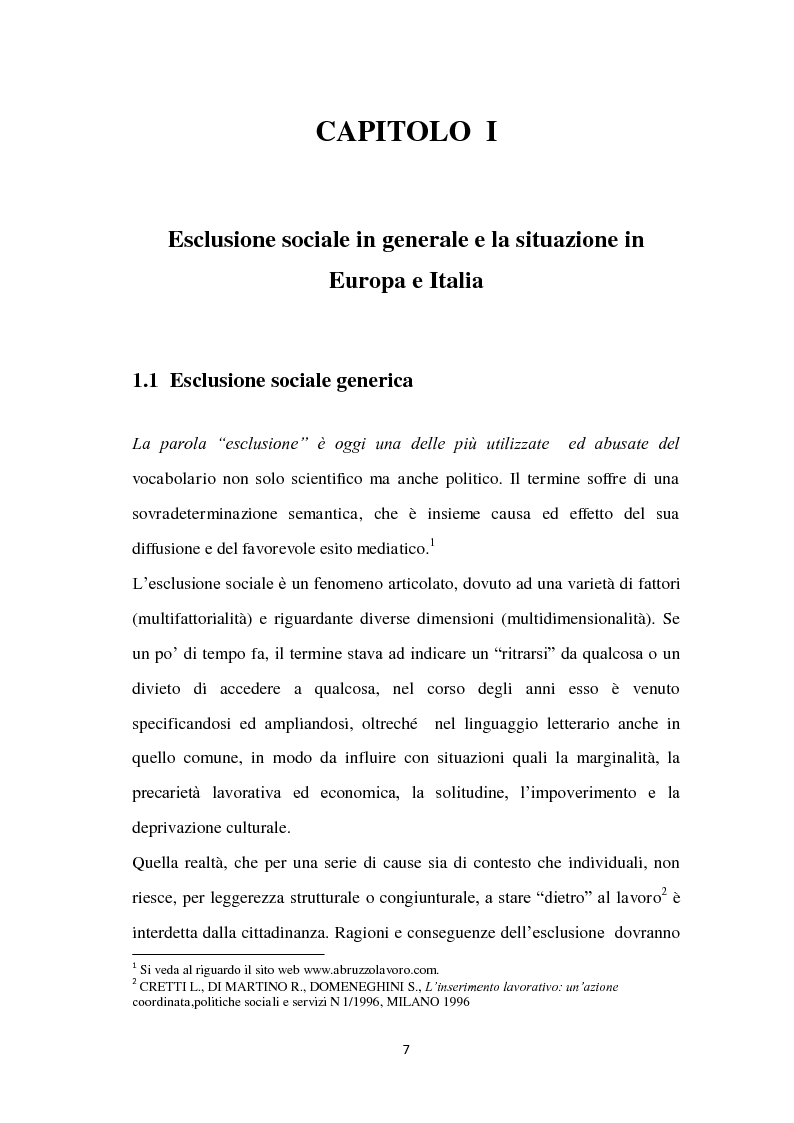 Anteprima della tesi: Politiche di inclusione sociale con particolare attenzione alla situazione abruzzese, Pagina 4