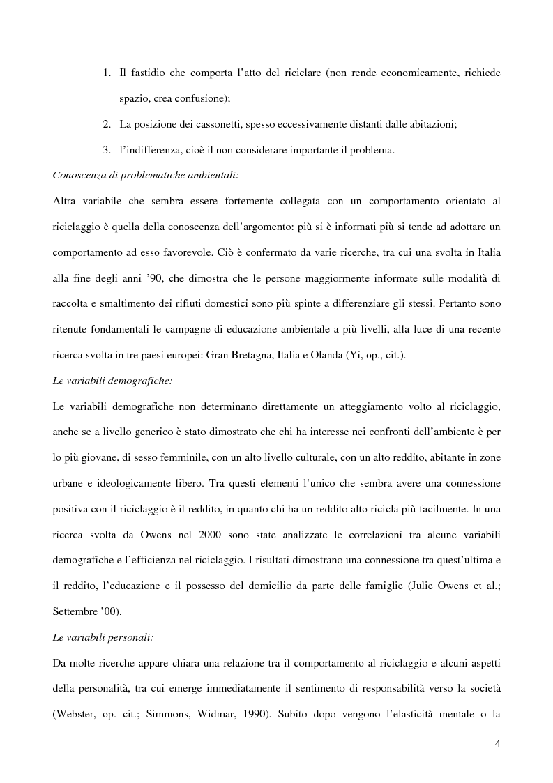 Anteprima della tesi: I fattori psicologici nella raccolta differenziata dei rifiuti domestici, Pagina 3