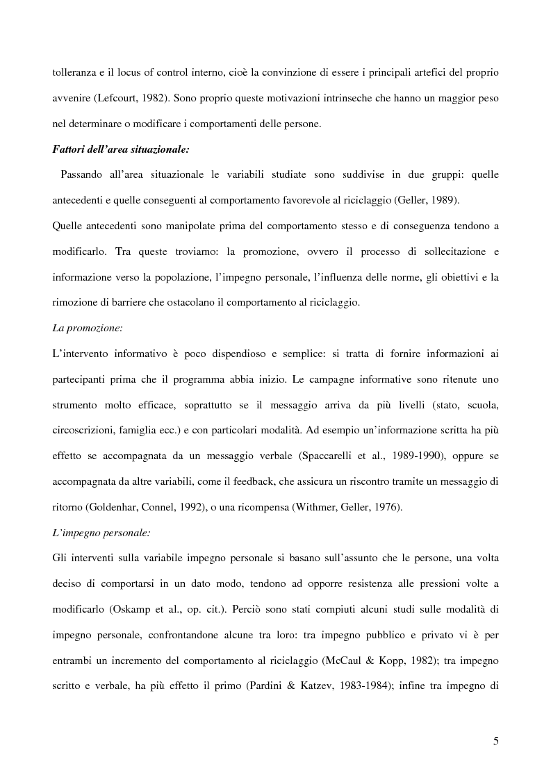 Anteprima della tesi: I fattori psicologici nella raccolta differenziata dei rifiuti domestici, Pagina 4