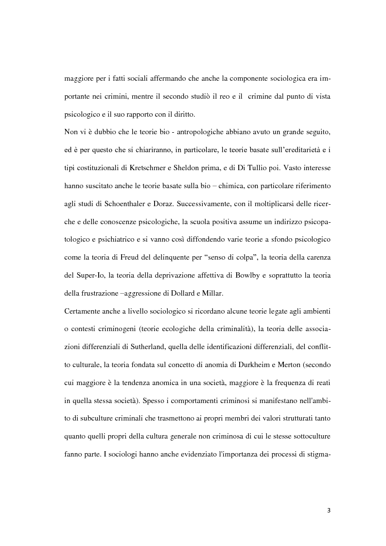 Anteprima della tesi: Da Lombroso ai giorni nostri: un profilo criminologico, Pagina 3