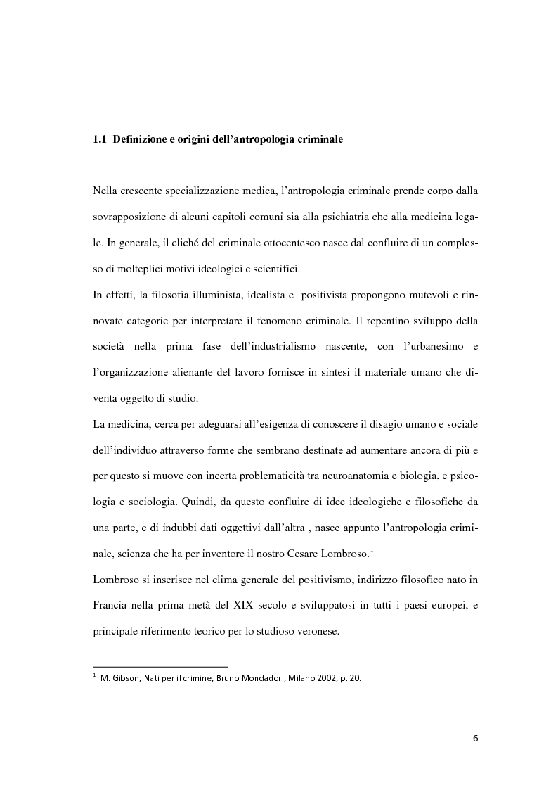 Anteprima della tesi: Da Lombroso ai giorni nostri: un profilo criminologico, Pagina 6