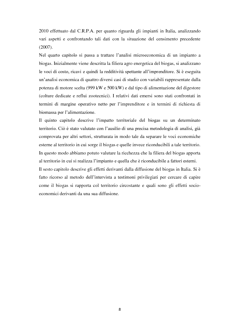 Anteprima della tesi: Biogas: tecnologie, incentivi, redditività ed impatto territoriale., Pagina 5