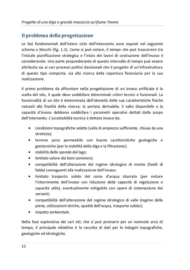Anteprima della tesi: Progetto di una diga a gravità massiccia sul fiume Tevere, Pagina 9