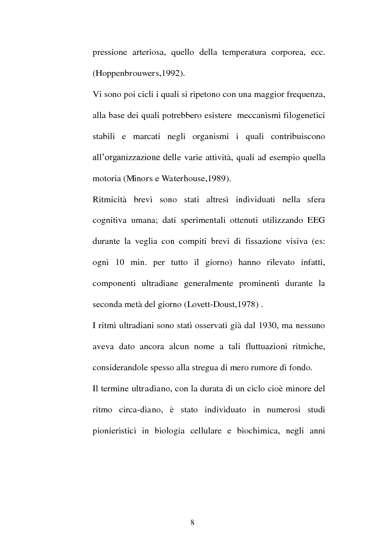 Anteprima della tesi: Ritmi ultradiani e attenzione sostenuta in compiti in modalità visiva, Pagina 5