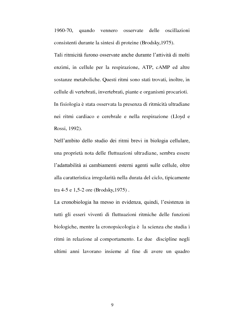 Anteprima della tesi: Ritmi ultradiani e attenzione sostenuta in compiti in modalità visiva, Pagina 6