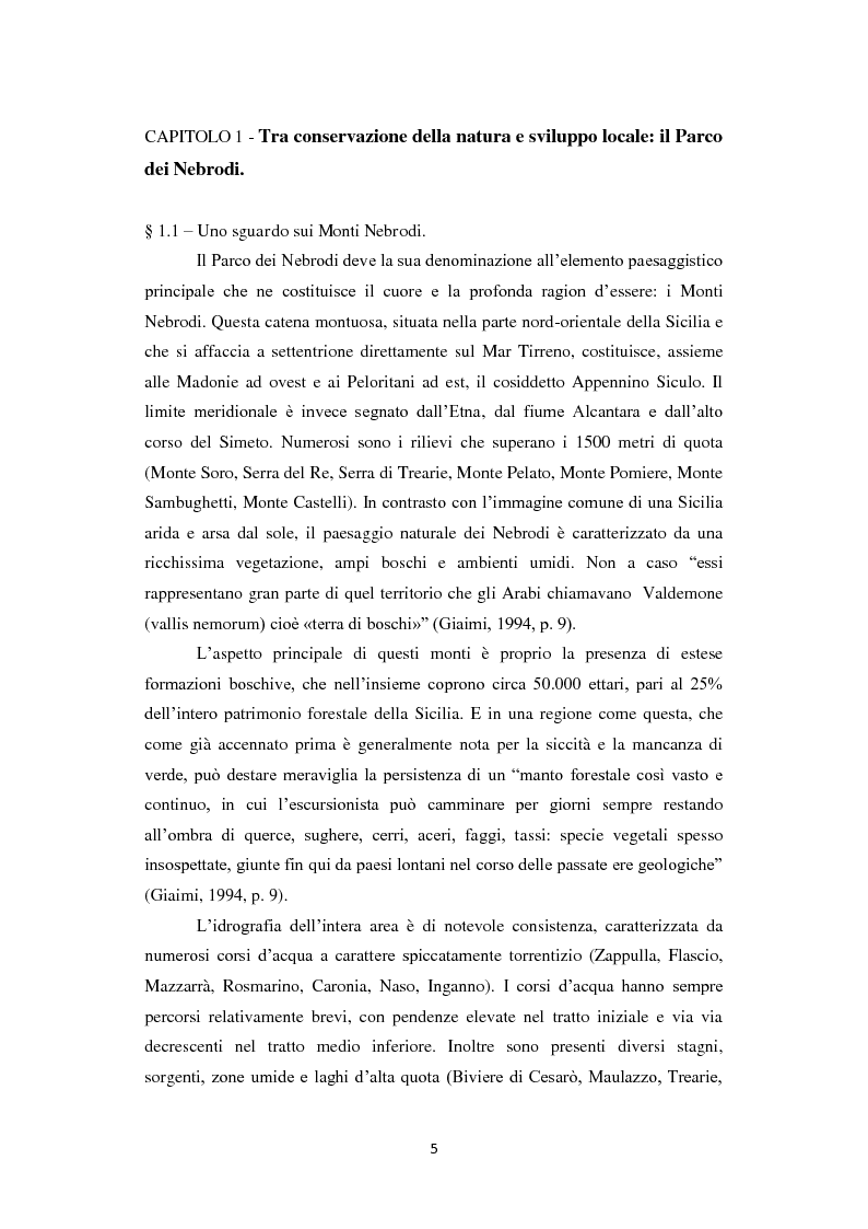 Anteprima della tesi: Parco dei Nebrodi: sviluppo sostenibile, cooperazione e turismo integrato, Pagina 5