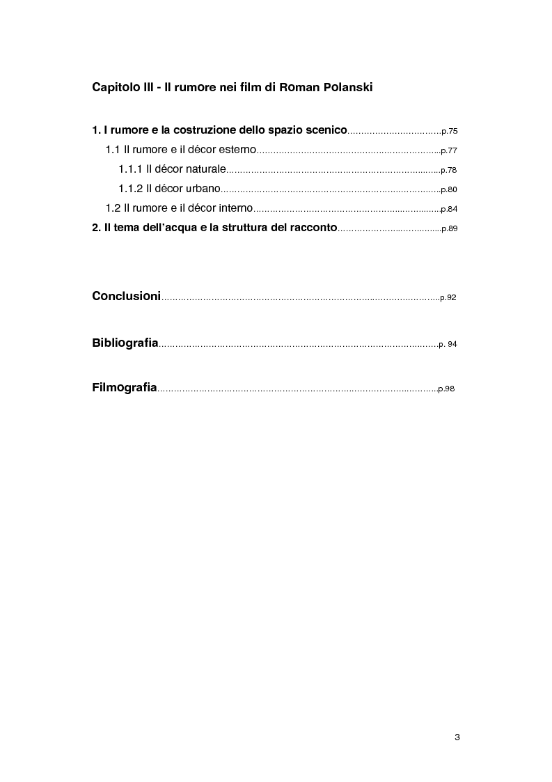 Indice della tesi: Il rumore nei film di Roman Polanski, Pagina 2