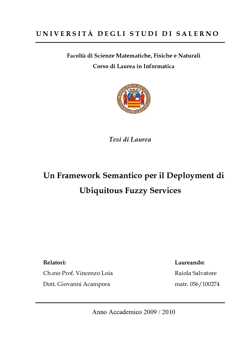Anteprima della tesi: Un Framework Semantico per il Deployment di Ubiquitous Fuzzy Services, Pagina 1