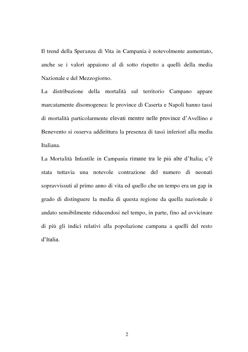 Anteprima della tesi: Soppravivenza e cause di morte in Campania e Provincia, Pagina 3