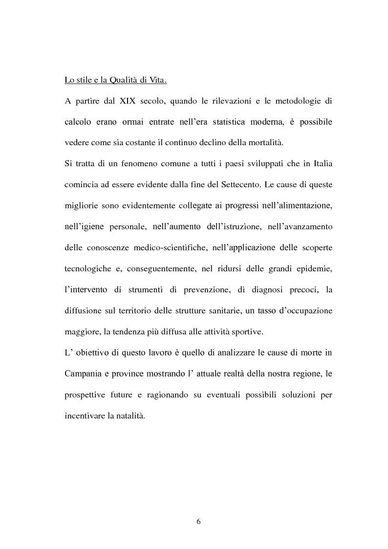 Anteprima della tesi: Soppravivenza e cause di morte in Campania e Provincia, Pagina 7