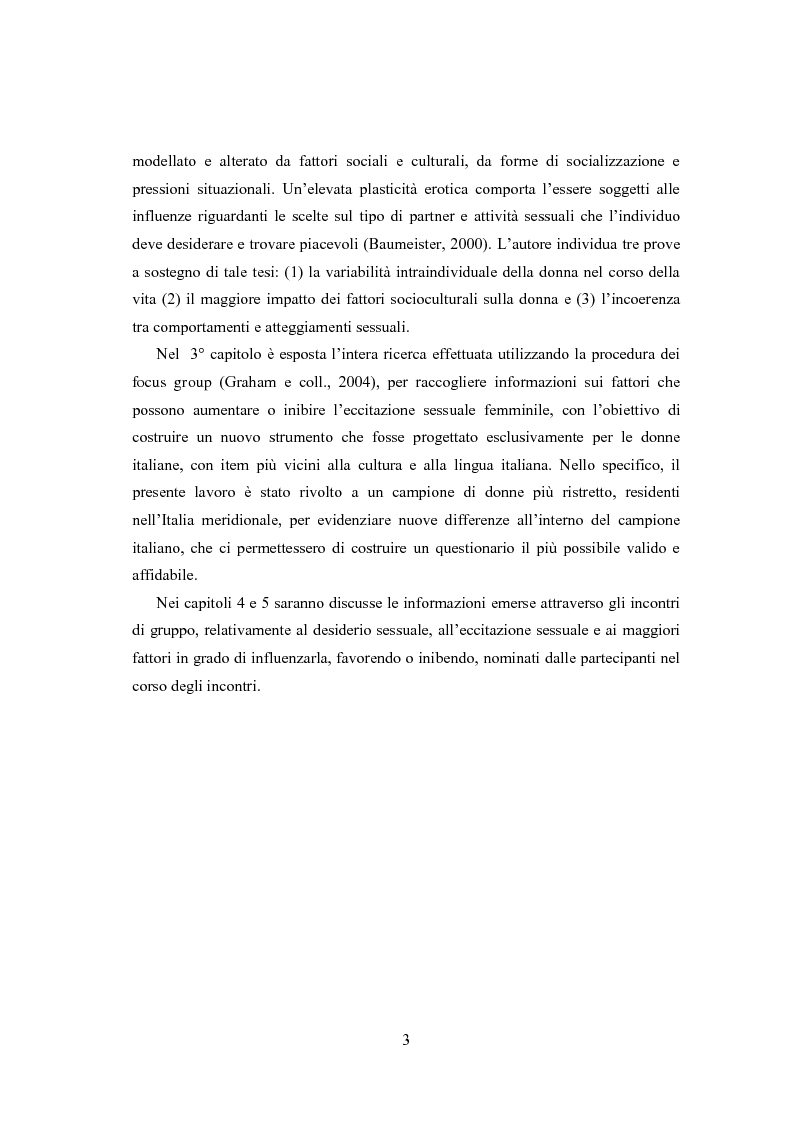 Anteprima della tesi: Eccitazione ed inibizione sessuale in un campione di donne siciliane: uno studio tramite focus group., Pagina 4