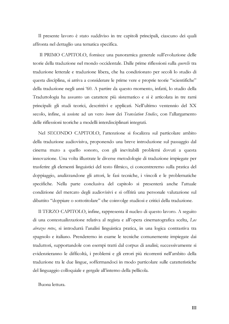 Anteprima della tesi: Scienza della traduzione e arte del doppiaggio. Analisi contrastiva dell’adattamento italiano per la pellicola “Los abrazos rotos” di Pedro Almodóvar, Pagina 4