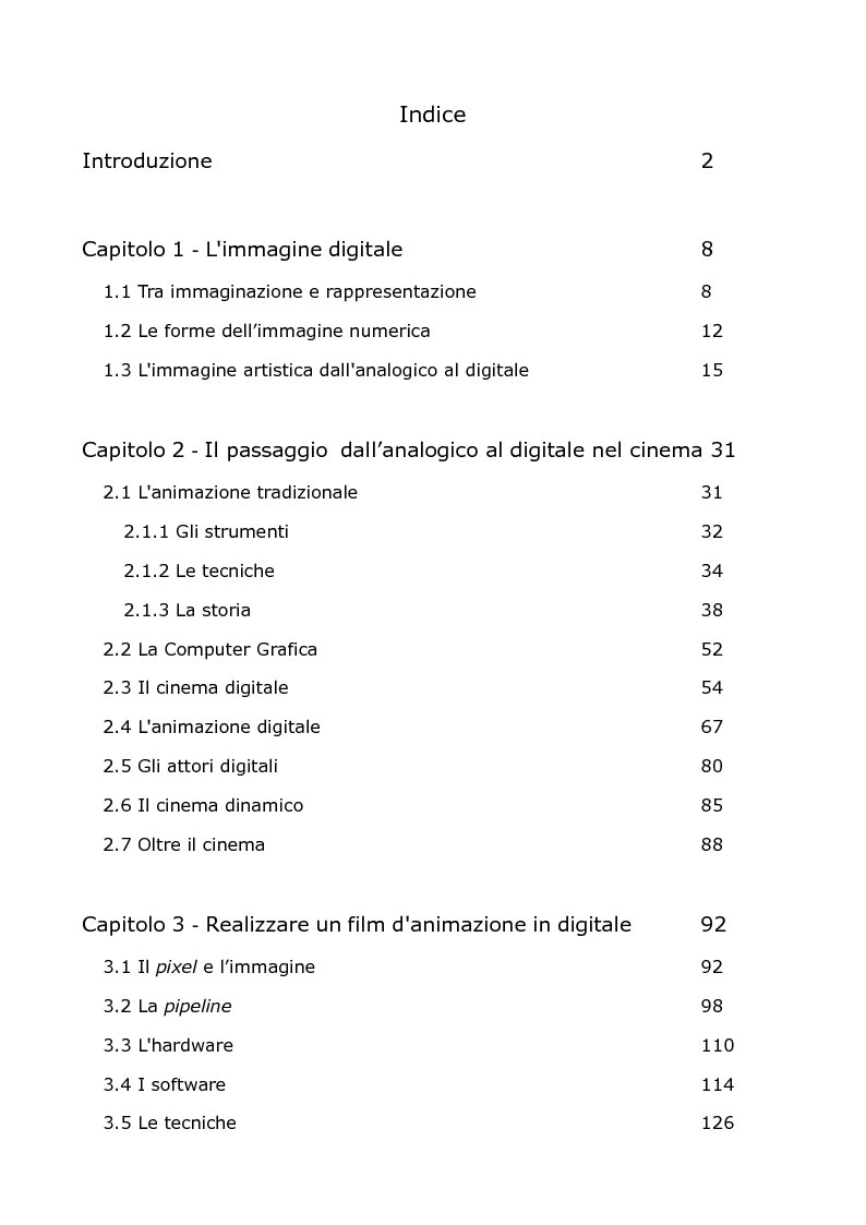 Indice della tesi: L'animazione digitale: storia, linguaggi, tecniche, Pagina 1
