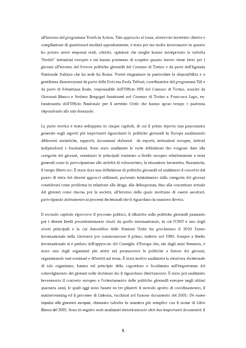 Anteprima della tesi: Giovani in Europa, giovani per l’Europa attraverso il programma Youth in Action 2007-2013: il ruolo del volontariato e dell’educazione non formale nell’integrazione europea, Pagina 3