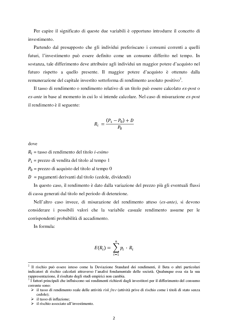Anteprima della tesi: Scomposizione di portafogli finanziari e replica attraverso Exchange Traded Funds, Pagina 3