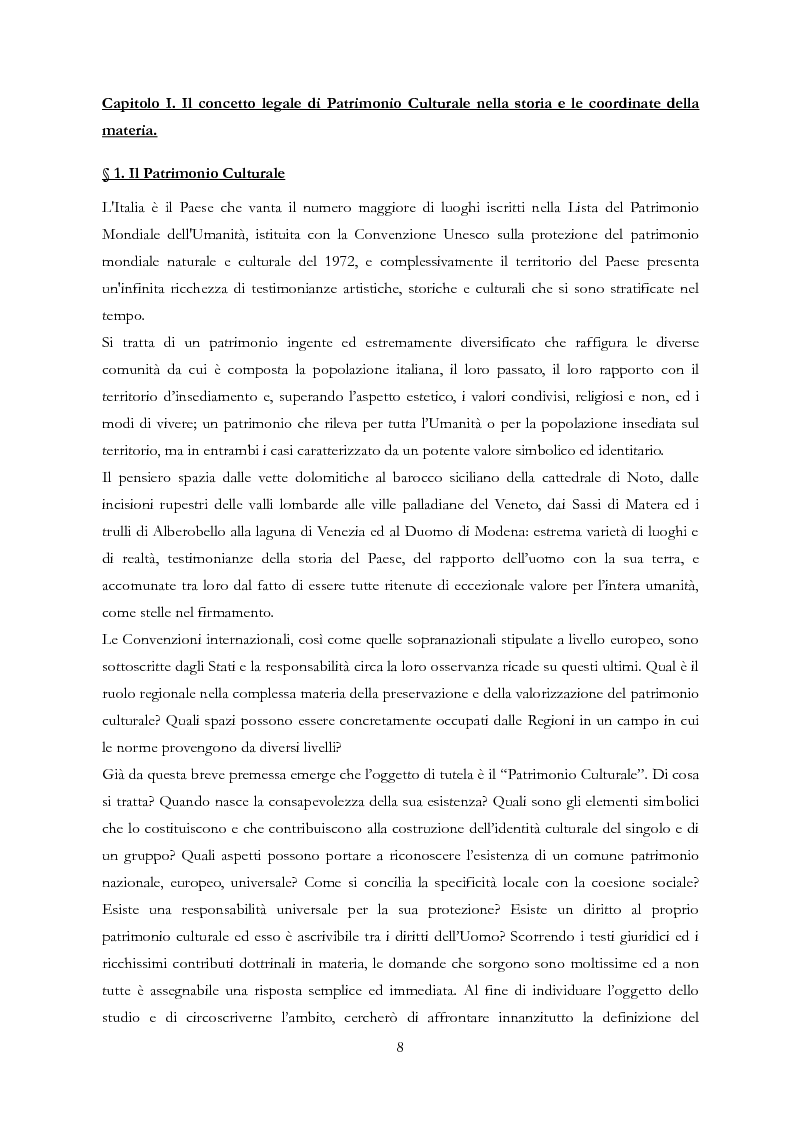 Anteprima della tesi: Le Regioni e il patrimonio culturale nel diritto internazionale, europeo e nazionale. Casi di studio e comparazione tra Italia, Francia e Spagna, Pagina 8