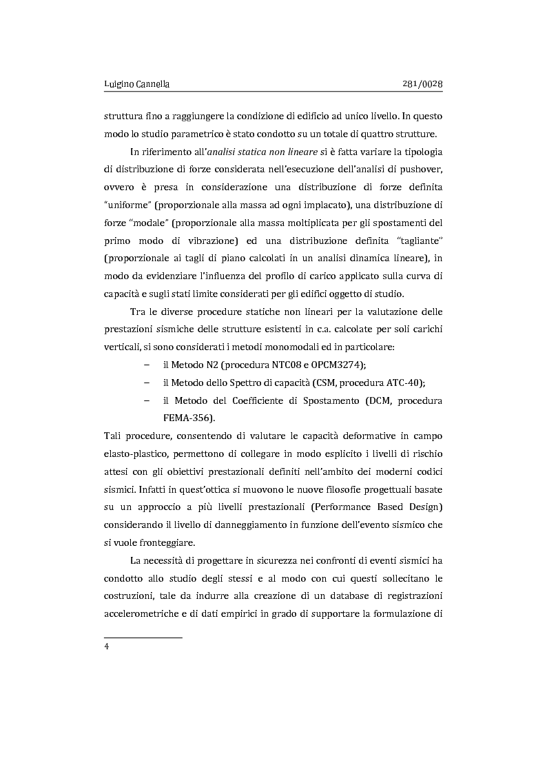Anteprima della tesi: Applicazione comparata di metodologie per l'analisi sismica di strutture esistenti in cemento armato, Pagina 5