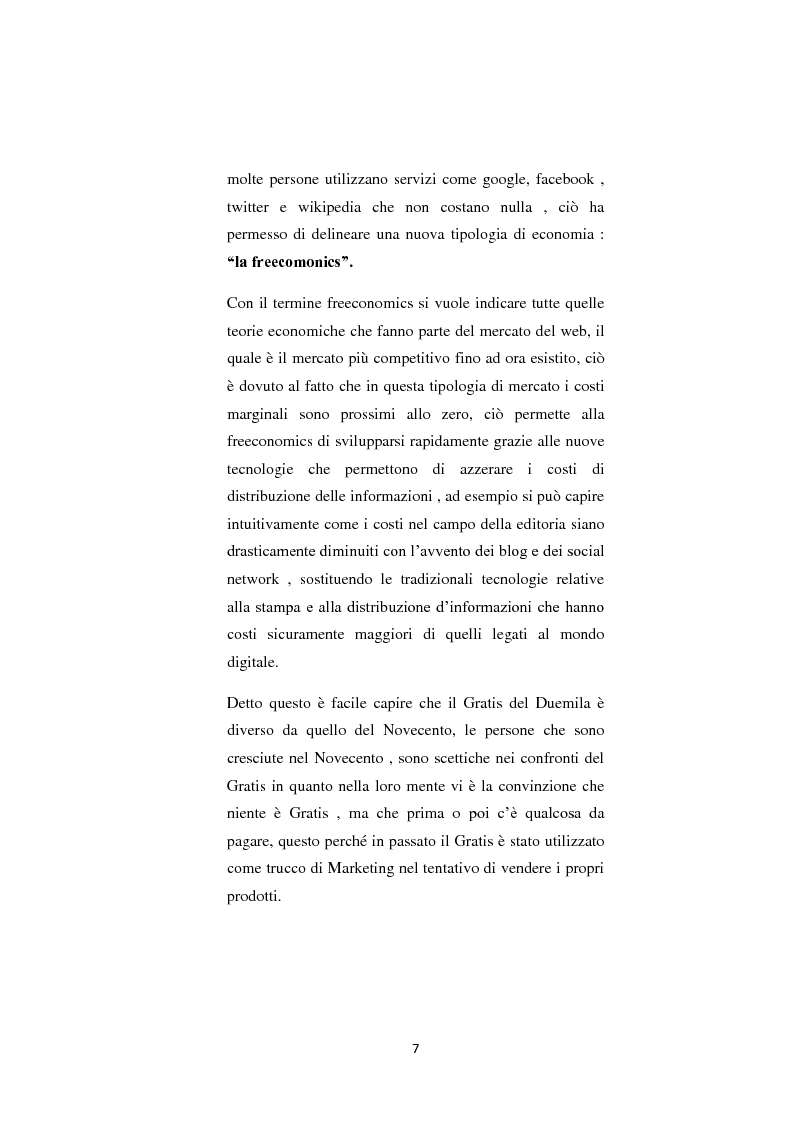 Anteprima della tesi: Il nuovo fenomeno della Freeconomics e l'impatto sulle politiche di Marketing, Pagina 4
