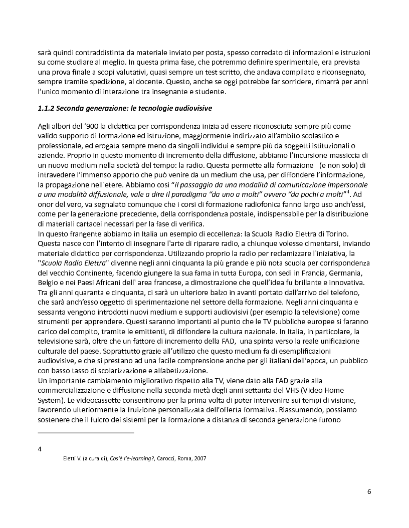 Anteprima della tesi: L’E-learning e L’Università nel panorama italiano. Evoluzione, stato dell’arte, potenzialità di integrazione con la formazione in presenza., Pagina 4