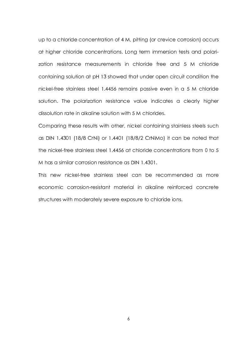 Anteprima della tesi: Corrosion resistance of new nickel free stainless steel inalkaline solutions containing chloride ions, Pagina 3