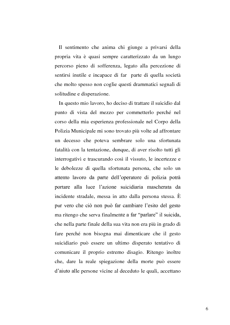 Anteprima della tesi: L'incidente stradale come mezzo di suicidio. Tecniche investigative e profilo criminologico della vittima., Pagina 3