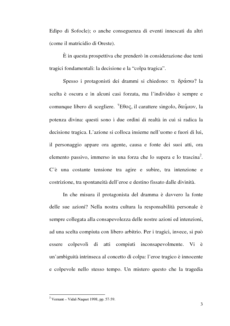 Anteprima della tesi: La scelta tragica e la concezione della colpa: il mito di Edipo e l’Agamennone di Eschilo., Pagina 3