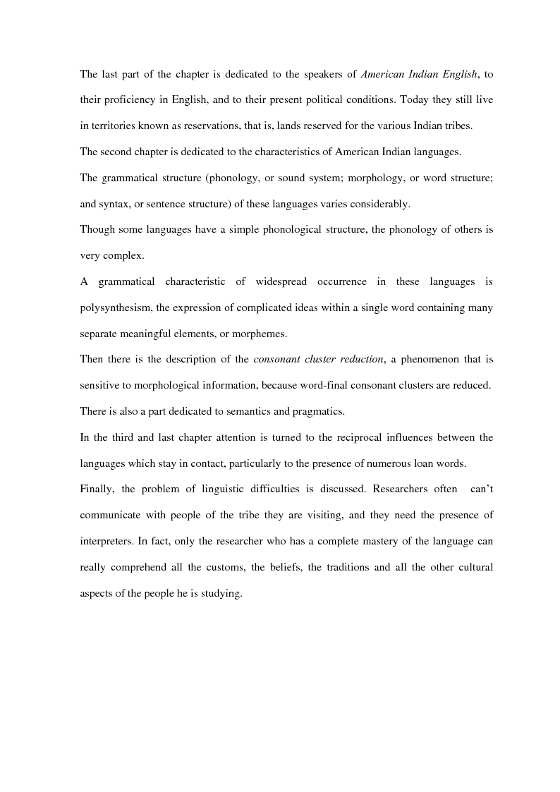Anteprima della tesi: American Indian English: storia e caratteristiche, Pagina 3