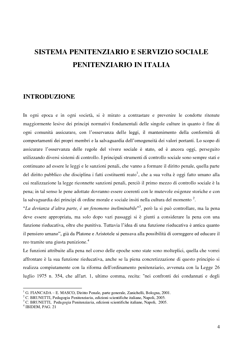 Anteprima della tesi: Servizio sociale e sistema penitenziario, tesi comparativa sulla rieducazione penitenziaria in Italia e in Spagna, Pagina 4