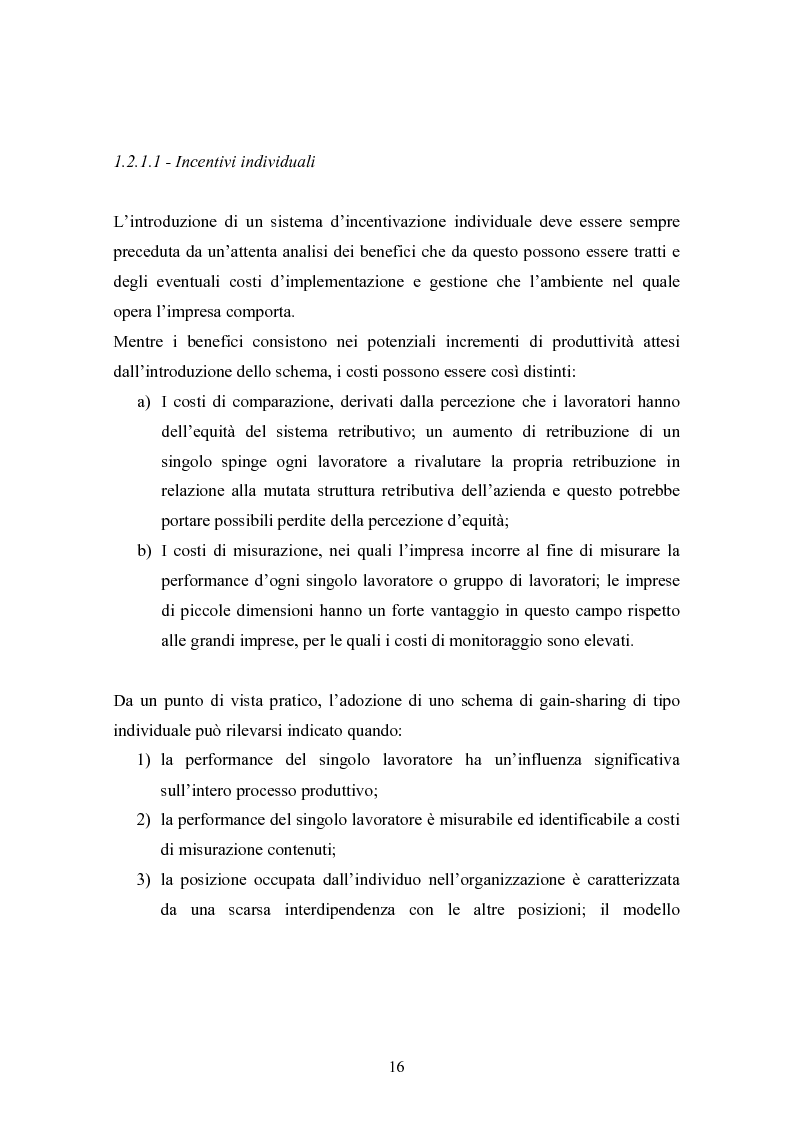 Anteprima della tesi: Piani di retribuzione variabile e altre forme d'incentivazione nell'impresa, Pagina 11