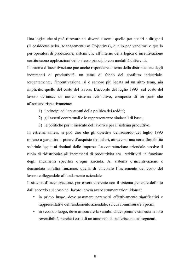 Anteprima della tesi: Piani di retribuzione variabile e altre forme d'incentivazione nell'impresa, Pagina 4