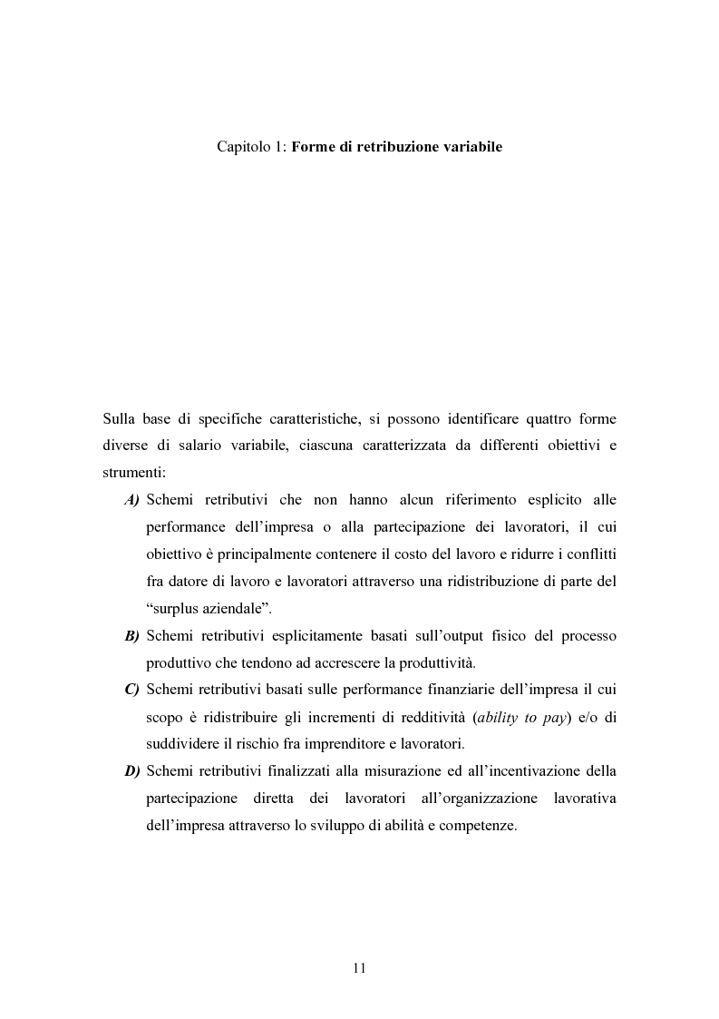 Anteprima della tesi: Piani di retribuzione variabile e altre forme d'incentivazione nell'impresa, Pagina 6