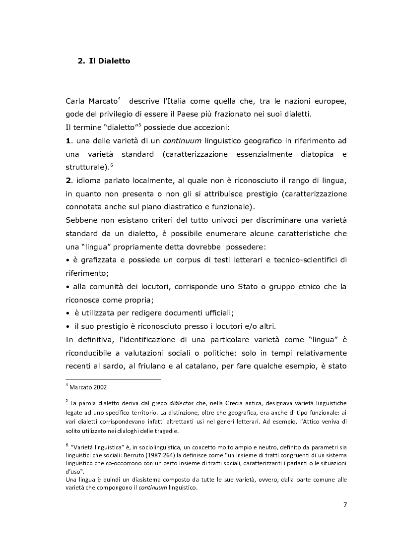 Anteprima della tesi: Usi e funzioni del dialetto e delle varietà di italiano regionale in pubblicità: analisi di un corpus, Pagina 4