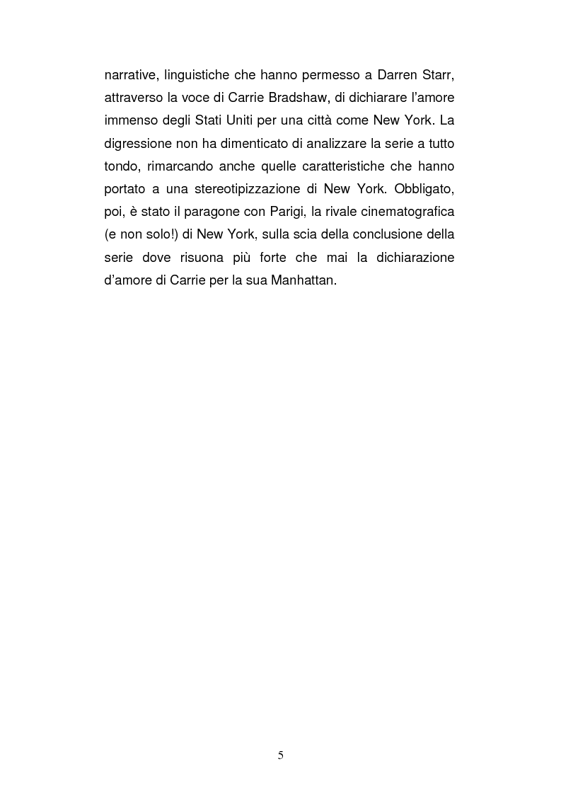 Anteprima della tesi: Il ruolo della città nella serie tv americana: New York in Sex and the City, Pagina 5