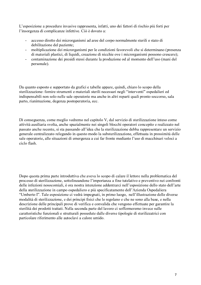 Anteprima della tesi: Verifiche dello stato di esercizio delle sterilizzatrici installate presso il Policlinico Umberto I, Pagina 6