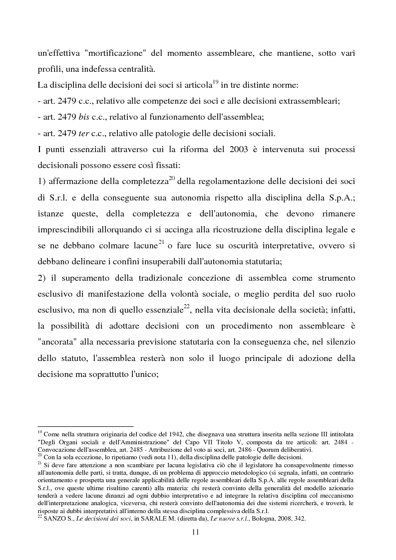 Anteprima della tesi: S.R.L. La partecipazione del socio attraverso l'assemblea e gli altri metodi di formazione delle decisioni: riflessi sulla redazione dello statuto., Pagina 12