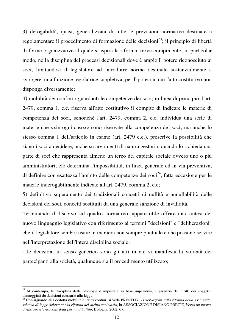 Anteprima della tesi: S.R.L. La partecipazione del socio attraverso l'assemblea e gli altri metodi di formazione delle decisioni: riflessi sulla redazione dello statuto., Pagina 13